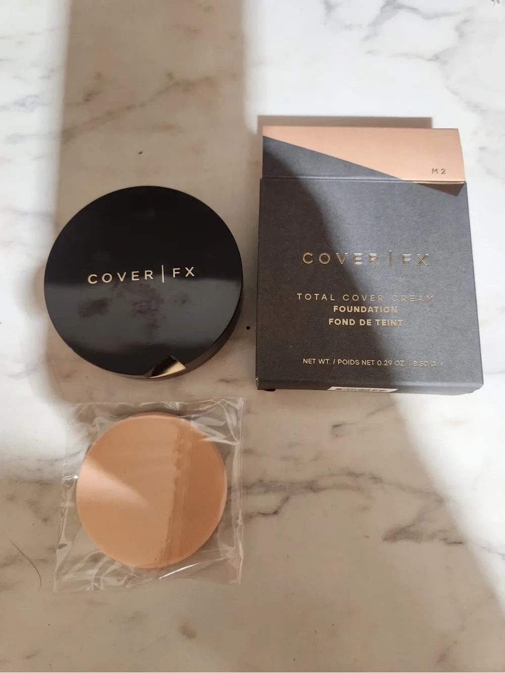 COVER FX Total Cover Cream Foundation Shade M2 Satin Full Cover Oil-Free 0.29 oz